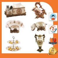 [DECOR] Combo đồ trang trí tân cổ điển để bàn sang trọng, tinh tế chất liệu sứ men rạn cao cấp nhập khẩu CB25A- AMORES