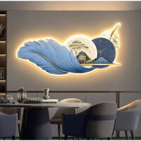 Decor Đèn Led Đồng Hồ Lông Vũ Tráng Gương treo phòng ngủ/ phòng khách/ phòng bếp/ quà tặng tân gia