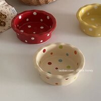 Decor phòng Ok em yêu * Hàn Quốc dễ thương chấm bi ren bát nhỏ trong nhà thực phẩm bổ sung bát sứ salad tráng miệng bát