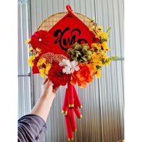 Decor Trang Trí Tết 2025 - Khánh Đỏ Tết Treo Tường May Mắn - Liễn Nhung, Liễn Quạt TreoTết - Phúc-Lộc-Thọ-Vạn Sự Như Ý