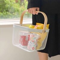 [DECORVIEW] GIỎ SẮT ĐỰNG ĐỒ QUAI GỖ