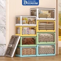 DECROOM Hộp Nhựa Đựng Quần Áo Hộp Nhựa Đựng Đồ 120L Hộp Đựng Quần Áo Trong Suốt Gập Lại Chơi Có Nắp & Bánh xe