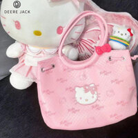 Deere JACK Túi xách nữ màu hồng dễ thương HelloKitty dung tích lớn cô gái cổ điển trái tim túi du lịch ngoài trời