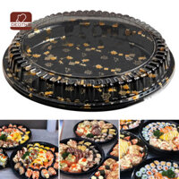 DEGTNB 10 Chiếc Bánh Sandwich Tròn Khay Có Nắp Họa Tiết Rõ Ràng In Thực Phẩm Bền Thanh Lịch Khay Phục Vụ Hộp Sushi
