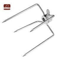 DEGTNB 2 Cái Nĩa Rotisserie Thoải Mái Cho Thổ Nhĩ Kỳ Xiên Thép Di Động