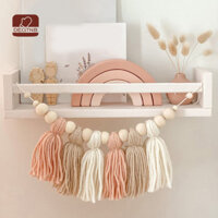 DEGTNB Tua Rua Vòng Hoa Bắc Âu Macrame Hạt Gỗ Nhiều Màu Sắc Pastel Biểu Ngữ Cho Phòng Trẻ Em