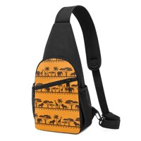 DEKIFNHG Retro African Animals Sling Backpack Hiking Daypack Crossbody Shoulder Bag
