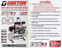 DEKTON máy nén khí không dầu (10L, 1.5HP) DK-AC2910PROMAX