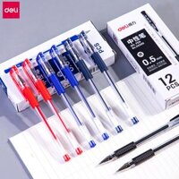 Deli Bút Gel 0.5Mm Cái/Bộ 12 Cây Bút Mực In Dung Tích Lớn Cho Doanh Nhân Bút Kiểm Tra Mực Xanh Dương/Đen/Đỏ Hộp Đựng Bút Trong Suốt Bút Cacbua Vonfram Bút Ký Viết Bóng Mượt Có Nắp Kẹp Đồ Dùng Văn Phòng Phẩm Trường Học Tại Nhà