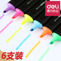 Deli Highlighter Bút Đánh Dấu Màu Kẹo Màu Đánh Dấu Đột quỵ Chìa Khóa Bút Bạc Học Sinh Màu Thạch Bút Đầu Lớn