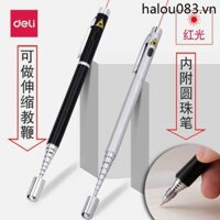 Deli Laser Bút Hồng Ngoại Điện Tử Roi 3934 Có Thể Thu Vào Viết Kim Loại Văn Phòng Họp Báo Bút Bán Buôn