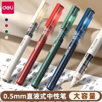 Deli New Sai Straight Liquid Rollerball Pen Quick-Drying Gel Brush Câu hỏi Bút đen 0,5 Ống kim đầy đủ Bút bi dung tích lớn Học sinh trung học cơ sở Sử dụng nước Carbon có giá trị cao @