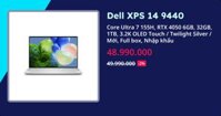 Dell XPS 14 9440 - Core Ultra 7 155H, 32GB, 1TB, 3.2K OLED Touch - Twilight Silver - Used, Nhập khẩu