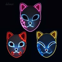 Delmer Cosplay Mặt nạ Cosplay Anime Mặt nạ Kamado Tanjirou Đèn LED Hannya Tengu Demon Slayer