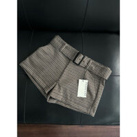 [DELPHINE]_Quần short nữ caro form lưng thấp tặng dây belt đi kèm