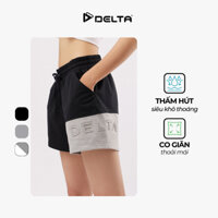 DELTA Quần Short Lưng Thun Nữ French Terry Chạy Bộ Hằng Ngày In Chữ Nổi Mềm Mại, Thoáng Mát SH051W0