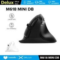 Delux M618 Mini DB Chuột đứng không dây Ergonomic Max 2400 Dpi 2.4G Bluetooth 6 Nút Im Lặng Bấm Cho tay nhỏ Quang Học Cho PC/Máy Tính Xách Tay/Windows/Mac Đen & Trắng