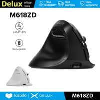 Delux M618ZD Tay Trái Chuột đứng không dây Ergonomic Có Thể Sạc Lại Max 4000 Dpi 2.4G Bluetooth 6 Nút Im Lặng Bấm Cho tay nhỏ Quang Học Cho PC/Máy Tính Xách Tay/Windows/Mac
