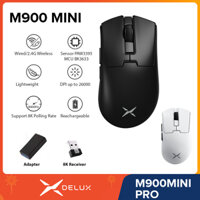 Delux M900 MINI PRO PAW3395 40 / 46g 8000Hz Chuột chơi game DPI 26000 Có dây 2.4G Không dây 230 / 500mAh Chân lạnh băng có thể sạc lại Công thái học bất đối xứng cho PC / Laptop / Windows