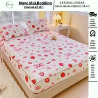 (Đệm 20cm)Bộ ga gối trần bông vải cotton đũi đậu nành set 3 món ga gối trần bông cotton đũi bo chun bọc đệm