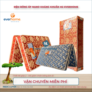 Đệm bông chống khuẩn Nano Everhome vỏ gấm