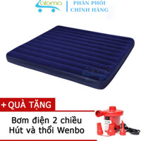 Đệm Hơi Cao Su 68755 Kích Thước 183x203x25cm Phủ Nhung Cao Cấp Siêu Bền Mát Mùa Hè, Ấm Mùa Đông
