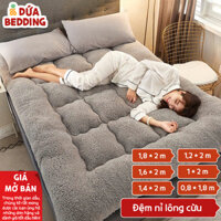 Đệm Lông Cừu Ấm Áp - Gấp Gọn Tiện Lợi, Nệm Topper Đa Năng Êm Ái, Dây Chun Cố Định