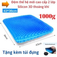 Đệm lót ghế, ngồi 3D thoáng khí gel 2 Lớp cao cấp, nệm cao su non, tổ ong chống ê mông mỏi lưng