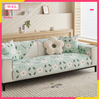 Đệm Lót Ghế sofa Mùa Hè Bằng latex Lụa Lạnh Chống Trượt In Họa Tiết Hoạt Hình Hiện Đại