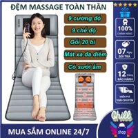 Đệm massage toàn thân hồng ngoại, Thảm massage đa điểm rung giúp giảm đau mỏi lưu thông khí huyết, tặng kèm gối massage