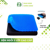 Đệm ngồi HSON 2 lớp thoáng khí, gel tổ ong silicon đàn hồi lót ghế chống đau mỏi lưng