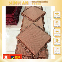 Đệm thảm nỉ nhung trải ghế 1 tấm dài 2 tấm ngắn in hoa văn nổi đệm ghế sofa MINH AN CHAN GA GOI DEM THAM