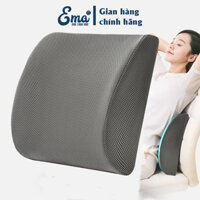 Đệm tựa lưng ghế văn phòng, ô tô cao su non Ema - Vỏ gối 4D tổ ong siêu thoáng - Hàng nhập khẩu - Xám lưới