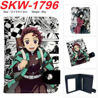 Demon Slayer Kamado Tanjirou Màu Hoạt Hình Da PU Dọc Ví Sinh Viên Ví Đựng Tiền Xu Thông Thường