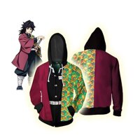 Demon Slayer: kimetsu Không Yaiba Nam Sweatershirt 3D Kỹ Thuật Số In Hình Dây Kéo Có Mũ Thu Mới Dài Rời Áo Cặp áo Khoác