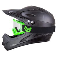 DEMON UNITED Podium Black/Black Full Face Mountain Bike Helmet- BMX Helmet- with Demon Viper MTB Goggles- 3 Goggle Color Options Available