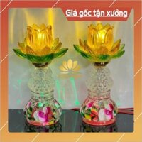 Đèn 1 bông Thuỷ Tinh chân đế Hoa Sen - Cao 28cm