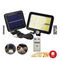 Đèn 120 LED,năng lượng mặt trời,cảm biến hồng ngoại, cảm biến ánh sáng, điều khiển từ xa, siêu sáng kèm 5m dây tiện dụng