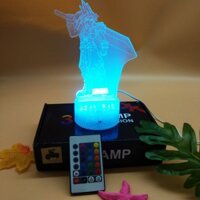 Đèn 3d led 7 màu cảm ứng có remote điều khiển