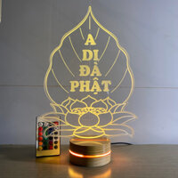 Đèn A Di Đà Phật, Lá bồ đề, hoa sen, đèn led 16 màu
