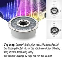 Đèn Âm Nước Bánh Xe 12V Dùng Cho Đài Phun Nước Hồ Cá Koi Tiểu Cảnh Ánh Sáng Vàng Đổi Màu