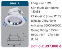 ĐÈN ÂM TRẦN LED TÁN QUANG DUHAL 15W DFA515 / DF A515