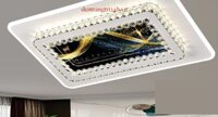 Đèn áp trần pha lê LED 3 màu hình chữ nhật vẽ con hươu ML 1909 L850xW550xH70