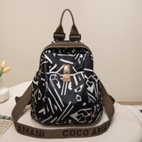 Đen Ba Lô Đi Học / Đi Học Vải oxford In Họa Tiết Tia Chớp Cỡ Lớn Thời Trang Cho Nữ