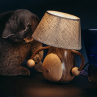 Đèn bàn gỗ mini chao vải hình gấu hiện đại BDV-07