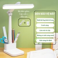 Đèn Bàn học chống cận bảo vệ mắt, đèn led 3 chế độ ánh sáng , làm mờ vô cấp thân tròn đế vuông