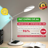 Đèn bàn học chống cận cao cấp kèm sạc không dây cho điện thoại, đèn học tổ ong, bóng Led CRI > 95% BD1500/TB55SW