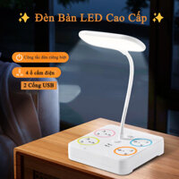 Đèn Bàn LED Cao Cấp, Đèn Ngủ Đầu Giường Tích Hợp Ổ Cắm USB, Dây Điện Bền Chắc, Thiết Kế An Toàn, Sạc tiện lợi
