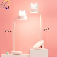Đèn bàn LED, USB, Phim hoạt hình mèo, Kẹp đèn bàn, 1W,5V-0.6A, 1200mAh ắc quy, hồng, trắng, Style A, Style B【lyfs】