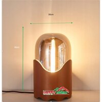 Đèn bàn phong cách Bắc Âu thân màu đồng đỏ chao kính  màu hổ phách lung linh  phù hợp cho phòng khách 3232